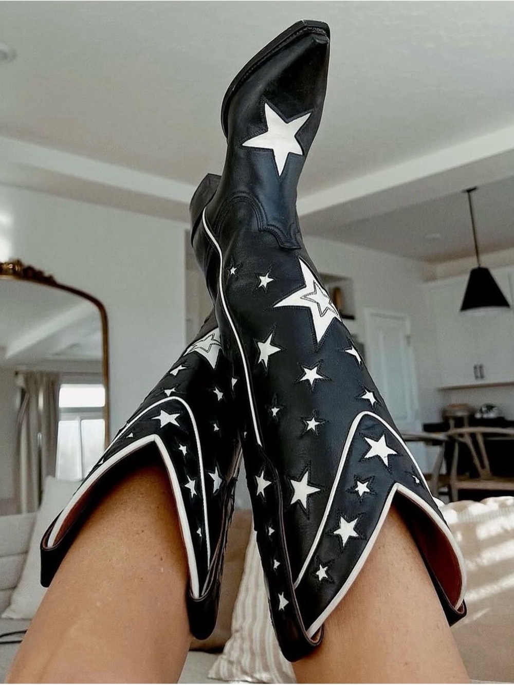 Ranch Road Presidio Liberty Black Star-Embellished Western Boots